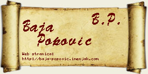 Baja Popović vizit kartica